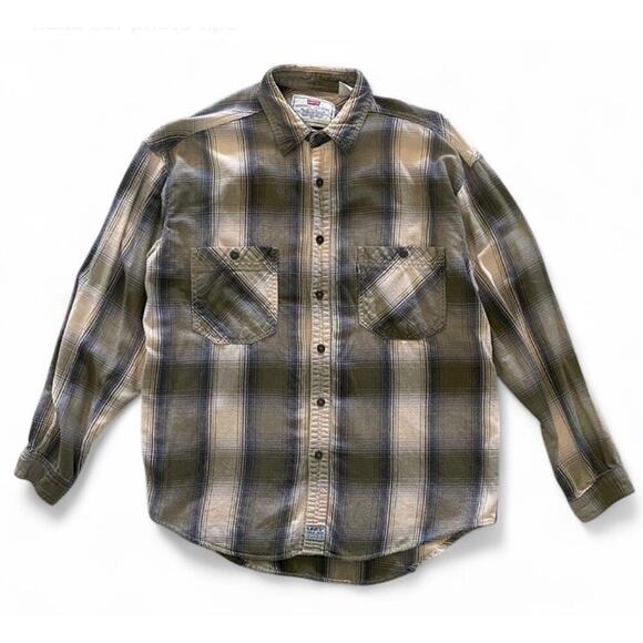 Vintage 90s Levi’s plaid long sleeve casual button-up 100% cotton shirt size L - Picture 1 of 6